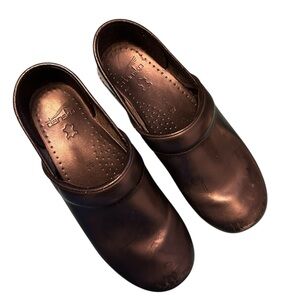 Dansko Black Leather Slip-Ons